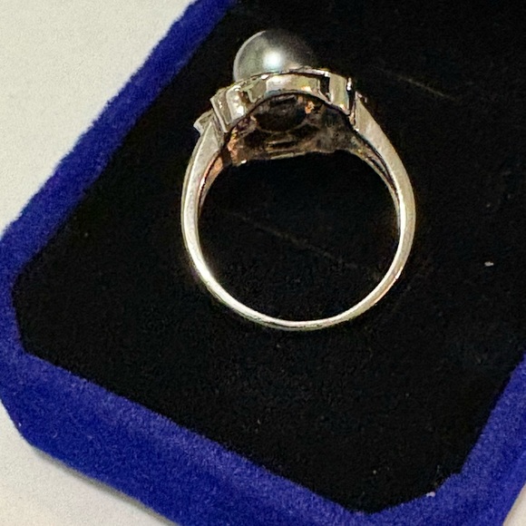 🌹HP🌹Last 1❣️NEW Silver Tahitian Pearl Luxe Vintage Designer Style Cocktail Ring - Picture 5 of 6